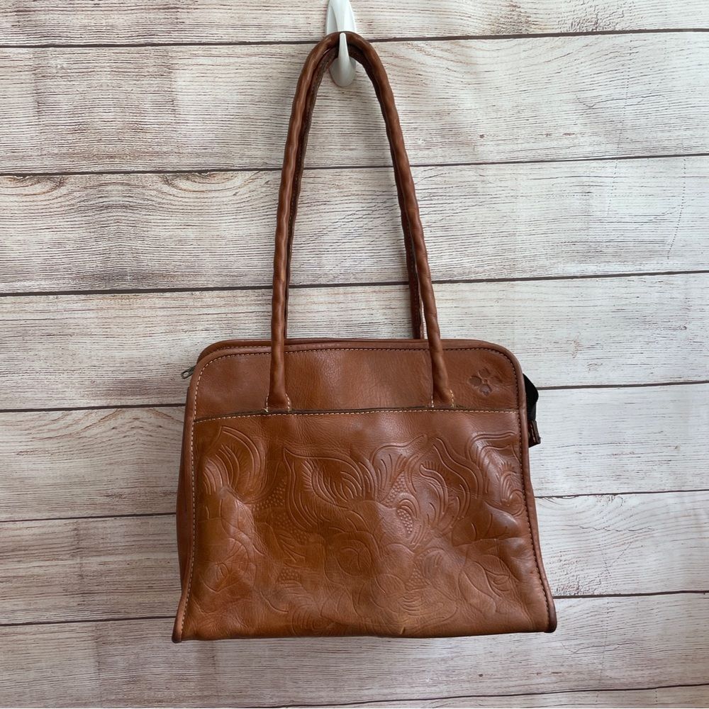 PATRICIA NASH‎ PARIS ROSE TOOLED LEATHER SATCHEL BAG